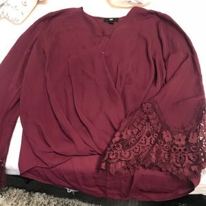 Maroon/Burgundy Sheer Long Sleeve Shirt